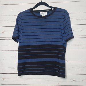 Pendleton Short Sleeve Striped Silk Blend Sweater